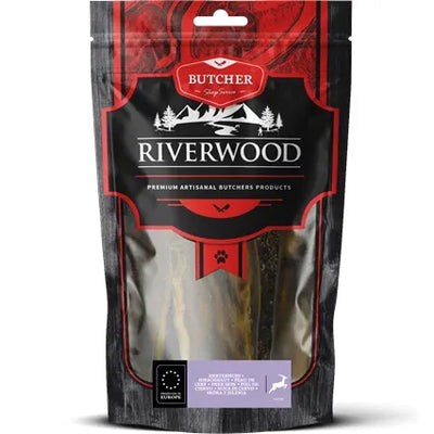 Tandrensende Tyggeben til hunde | Hjortehud | 200g | Riverwood Tyggeben