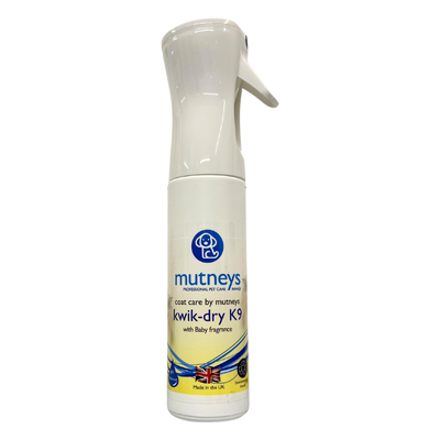 Mutneys Kwik Dry K9 Hundespray Reducerer tørretiden og giver volume i pelsen