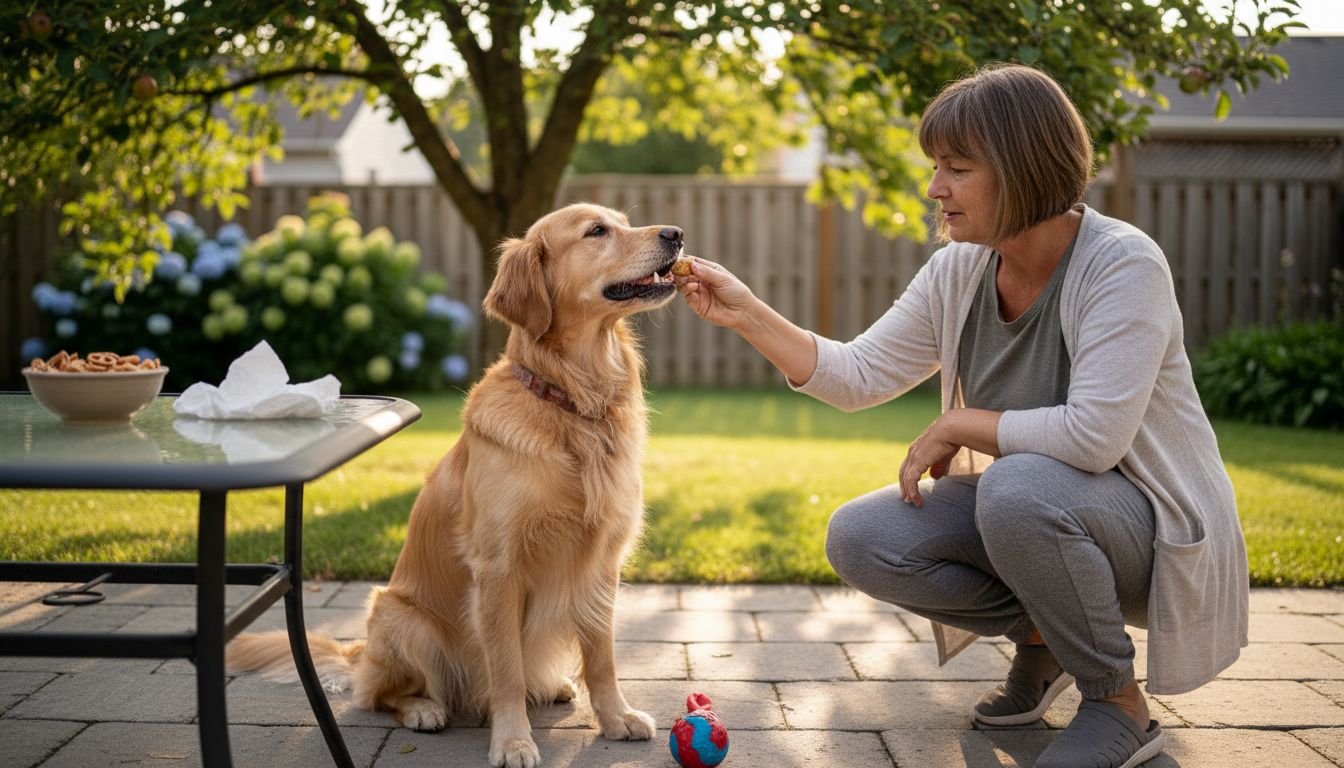 Dog receives a healthy low-fat treat