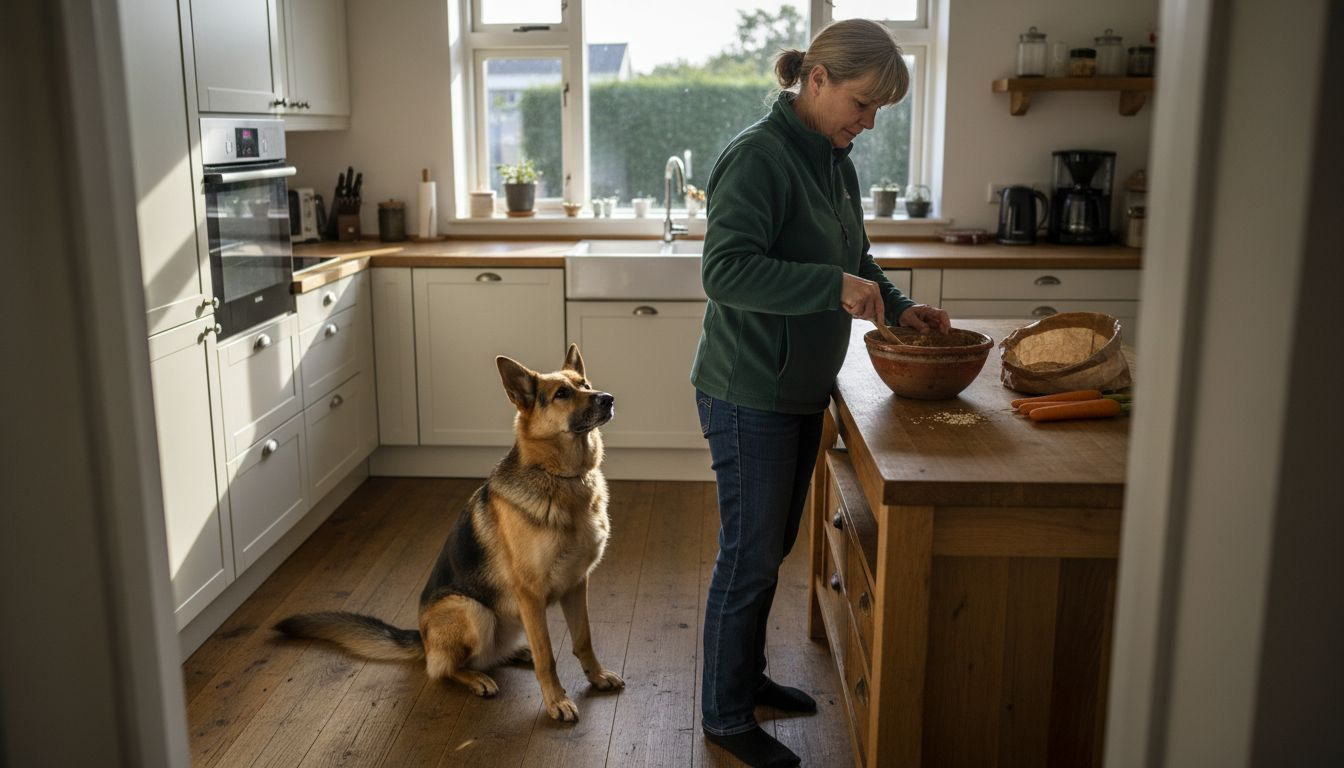 En passioneret kvinde tryller sunde hundesnacks frem i sit eget køkken