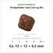 Kroketstørrelse for Dr. Clauder's Hvalpefoder med Lam og Ris: ca. 12 × 12 × 6,5 mm vist ved en mm-lineal.