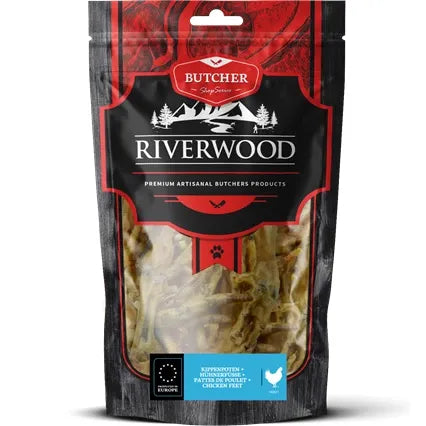 Tyggeben til hunde | 200g Kyllingefødder / Hønsefødder | Riverwood Tyggeben