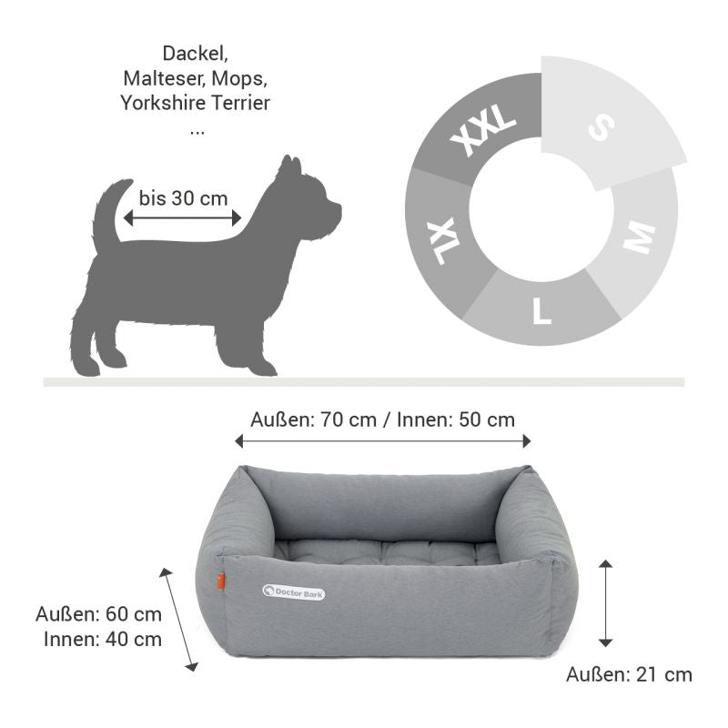 DOCTOR BARK Ortopædisk Hundeseng Hypoallergenic | Lysegrå