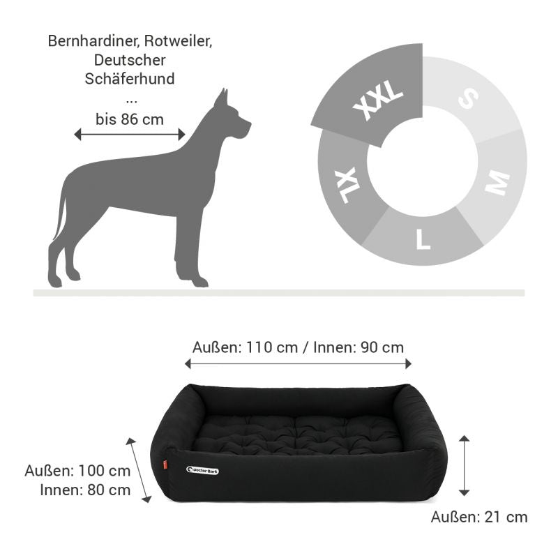 DOCTOR BARK Ortopædisk Hundeseng Hypoallergenic | Sort