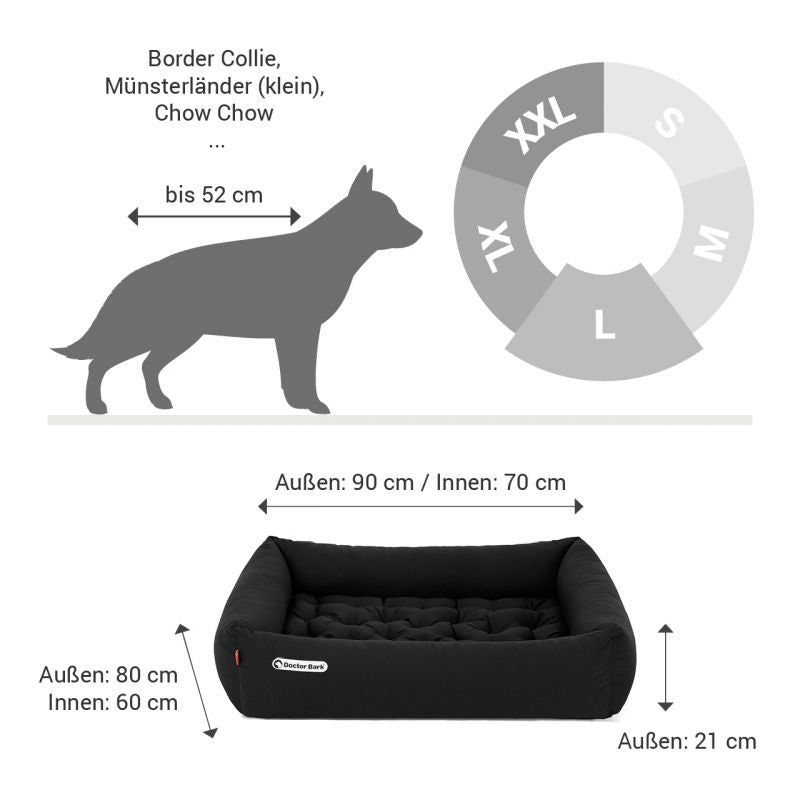DOCTOR BARK Ortopædisk Hundeseng Hypoallergenic | Sort