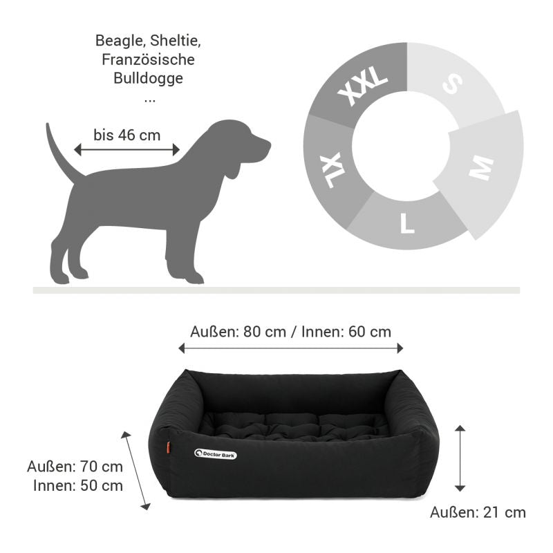 DOCTOR BARK Ortopædisk Hundeseng Hypoallergenic | Sort