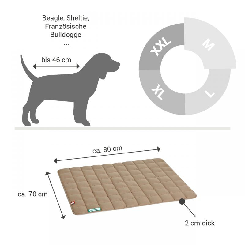 DOCTOR BARK Hundetæppe Hypoallergenic | Vendbar Karamel / Mosgrøn