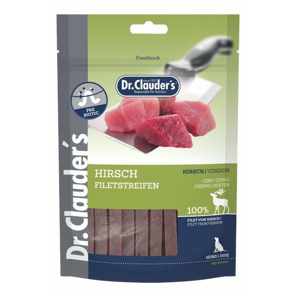 Allergi Godbidder til Hunde | Hjort Strips 80g | Dr.Clauder's Hundegodbidder